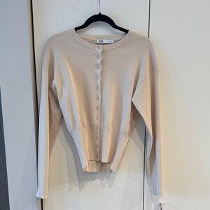 Zara Light Beige Long Sleeve Cardigan